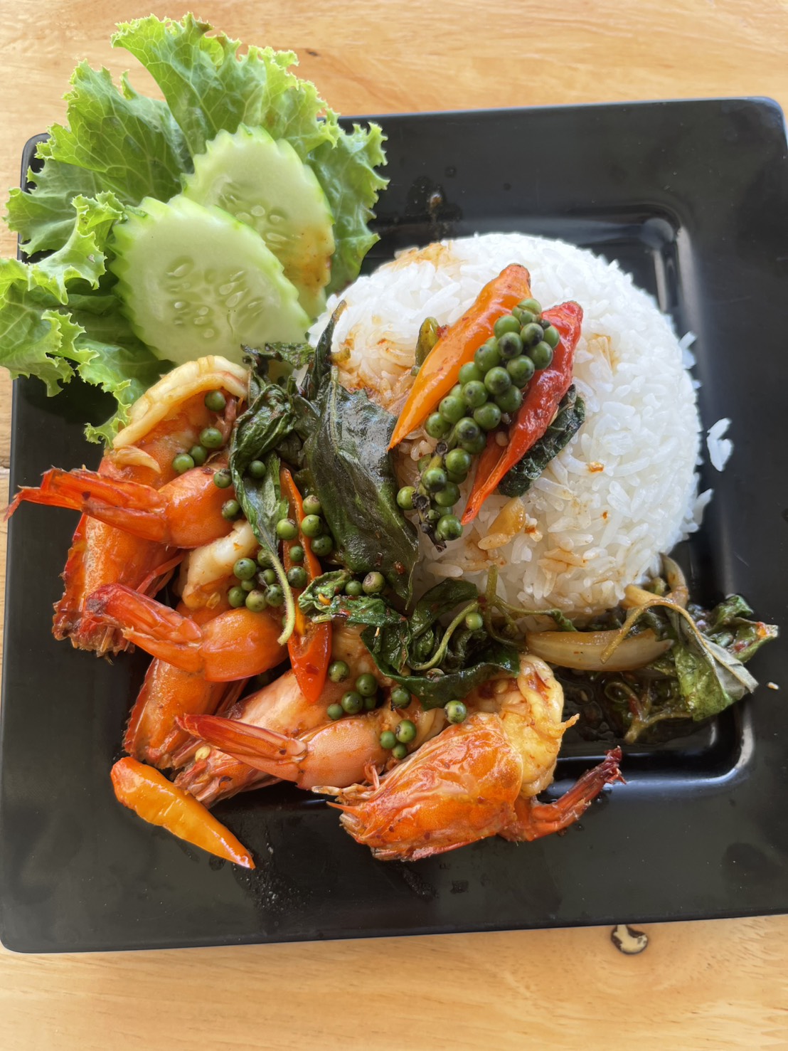 กุ้งผัดขี้เมาราดข้าว